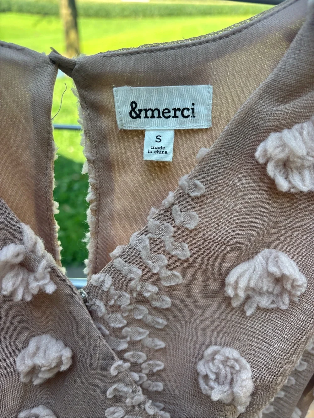&merci Taupe Floral Appliqué Wrap Mini Dress - Picture 2 of 5